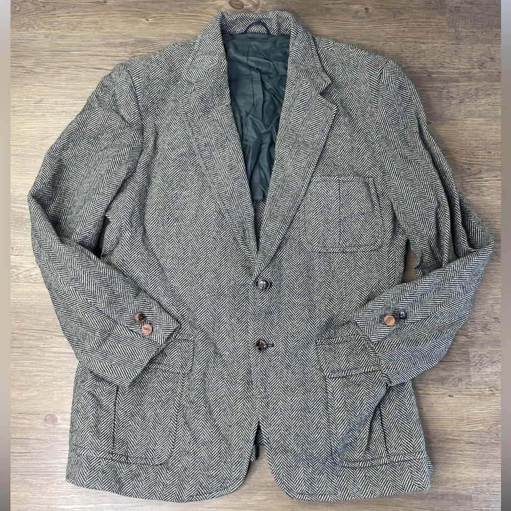 Vintage h.i.s. Tweed Herringbone Sport Jacket, Suit Jacket, size Large/44